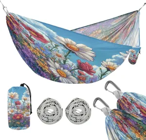 ATTX Colorful Wildflowers Camping Hammock - Lightweight & Portable Hammocks, Heavy Duty 330lbs Capacity for Indoor, Hiking, Backpacking, Travel, Backyard, Beach#459