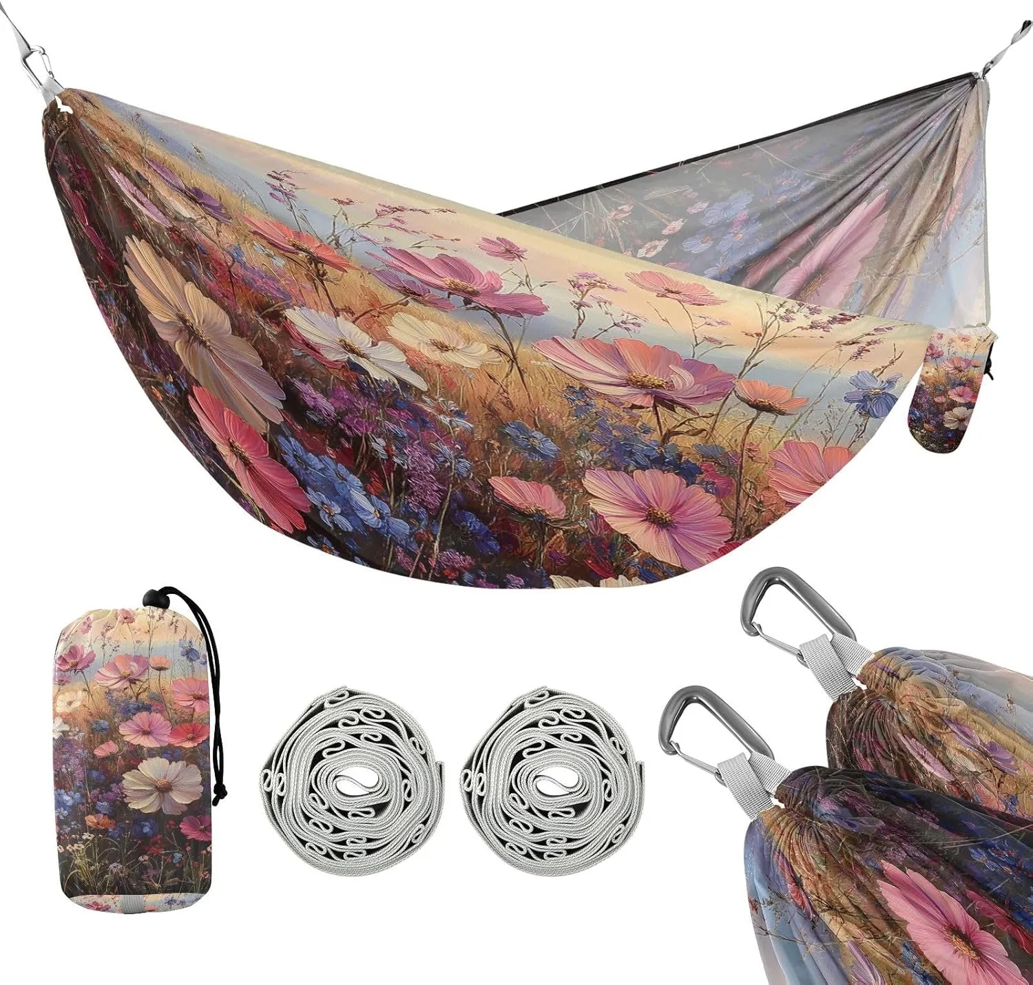 ATTX Floral Landscapes Camping Hammock - Lightweight & Portable Hammocks, Heavy Duty 330lbs Capacity for Indoor, Hiking, Backpacking, Travel, Backyard, Beach#20