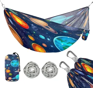 ATTX Galaxy Planets Camping Hammock - Lightweight & Portable Hammocks, Heavy Duty 330lbs Capacity for Indoor, Hiking, Backpacking, Travel, Backyard, Beach#254