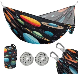 ATTX Galaxy Planets Camping Hammock - Lightweight & Portable Hammocks, Heavy Duty 330lbs Capacity for Indoor, Hiking, Backpacking, Travel, Backyard, Beach#257