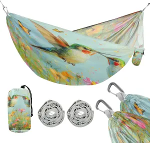 ATTX Hummingbirds Wildflowers Camping Hammock - Lightweight & Portable Hammocks, Heavy Duty 330lbs Capacity for Indoor, Hiking, Backpacking, Travel, Backyard, Beach#463