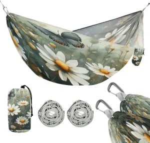 ATTX Watercolor Meadow Daisies Camping Hammock - Lightweight & Portable Hammocks, Heavy Duty 330lbs Capacity for Indoor, Hiking, Backpacking, Travel, Backyard, Beach#421