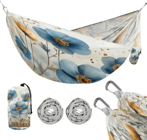 ATTX Watercolor Wild Flowers Camping Hammock - Lightweight & Portable Hammocks, Heavy Duty 330lbs Capacity for Indoor, Hiking, Backpacking, Travel, Backyard, Beach#423