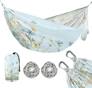 ATTX Wildflowers and Butterflies Camping Hammock - Lightweight & Portable Hammocks, Heavy Duty 330lbs Capacity for Indoor, Hiking, Backpacking, Travel, Backyard, Beach#104