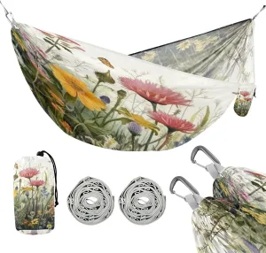 ATTX Wildflowers Butterfly Camping Hammock - Lightweight & Portable Hammocks, Heavy Duty 330lbs Capacity for Indoor, Hiking, Backpacking, Travel, Backyard, Beach#188