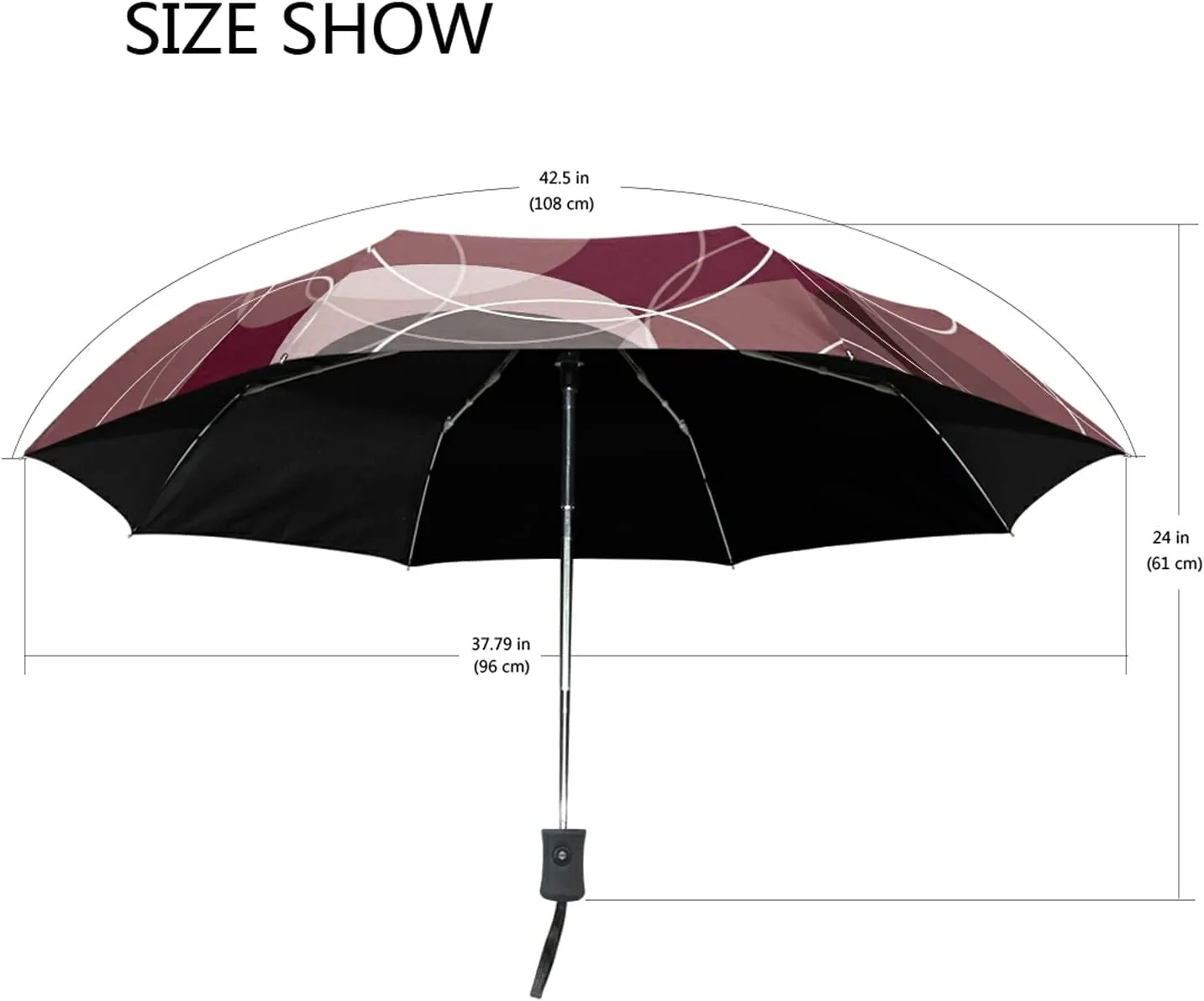 Automatic Folding Umbrella, Portable Strong Travel Rain Umbrella, Auto Open/Close Lightweight Compact Sun Anti-UV Parasol