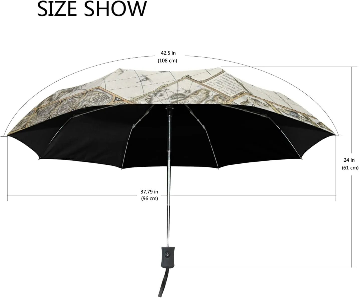 Automatic Folding Umbrella, Portable Strong Travel Rain Umbrella, Auto Open/Close Lightweight Compact Sun Anti-UV Parasol