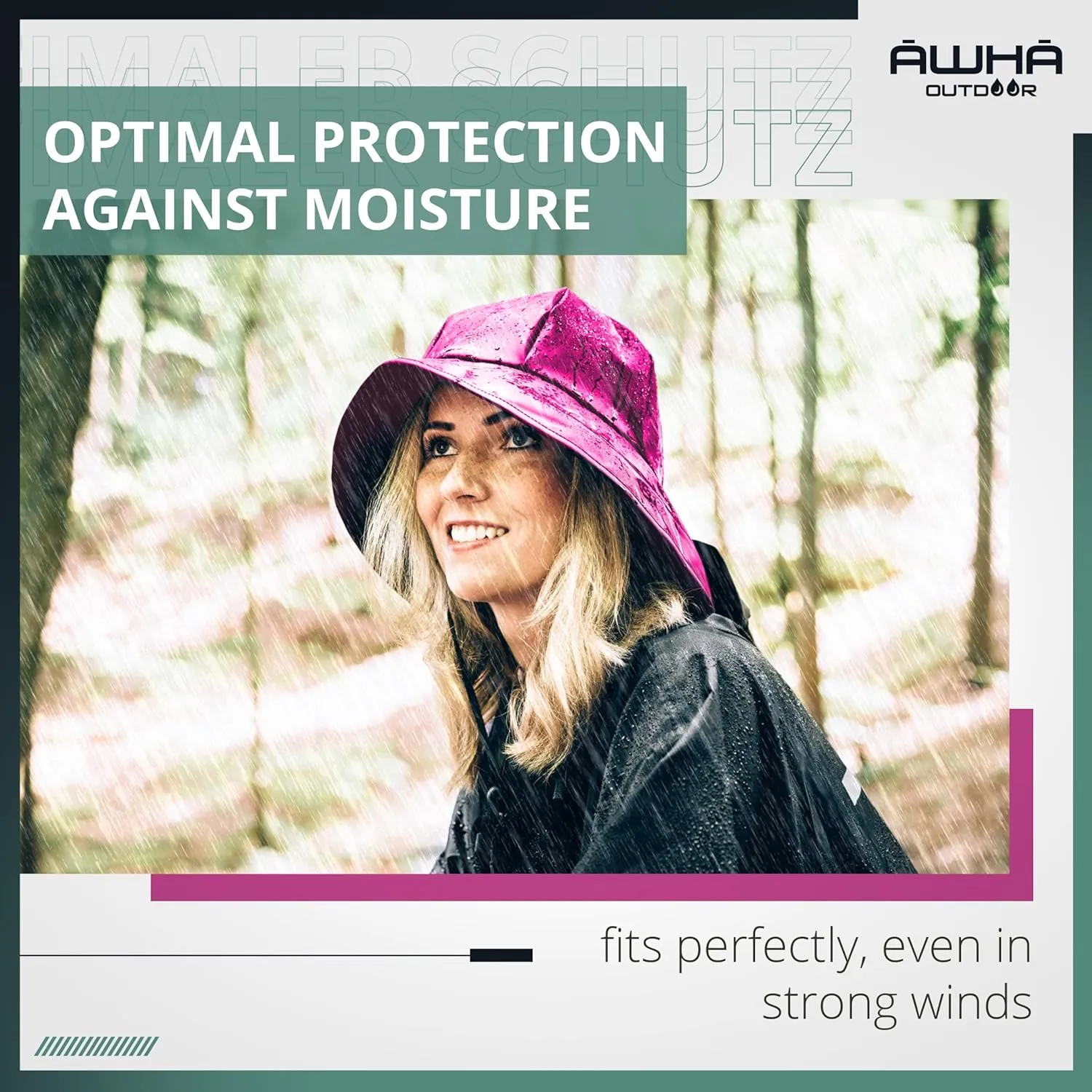 AWHA Souwester, Rain Hat - Waterproof Cap with Wide Brim and Earflaps
