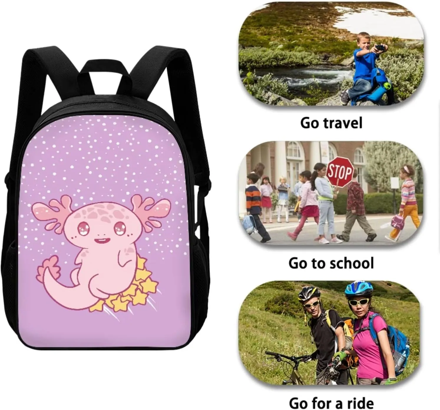 Axe-Fish Star Kids Backpack for Boys with Lunch Box Pencil Case, School Backpack 3 in 1 Stylish Textbook Storage Pouch Shoulder Bag with Soft Padding for School Library