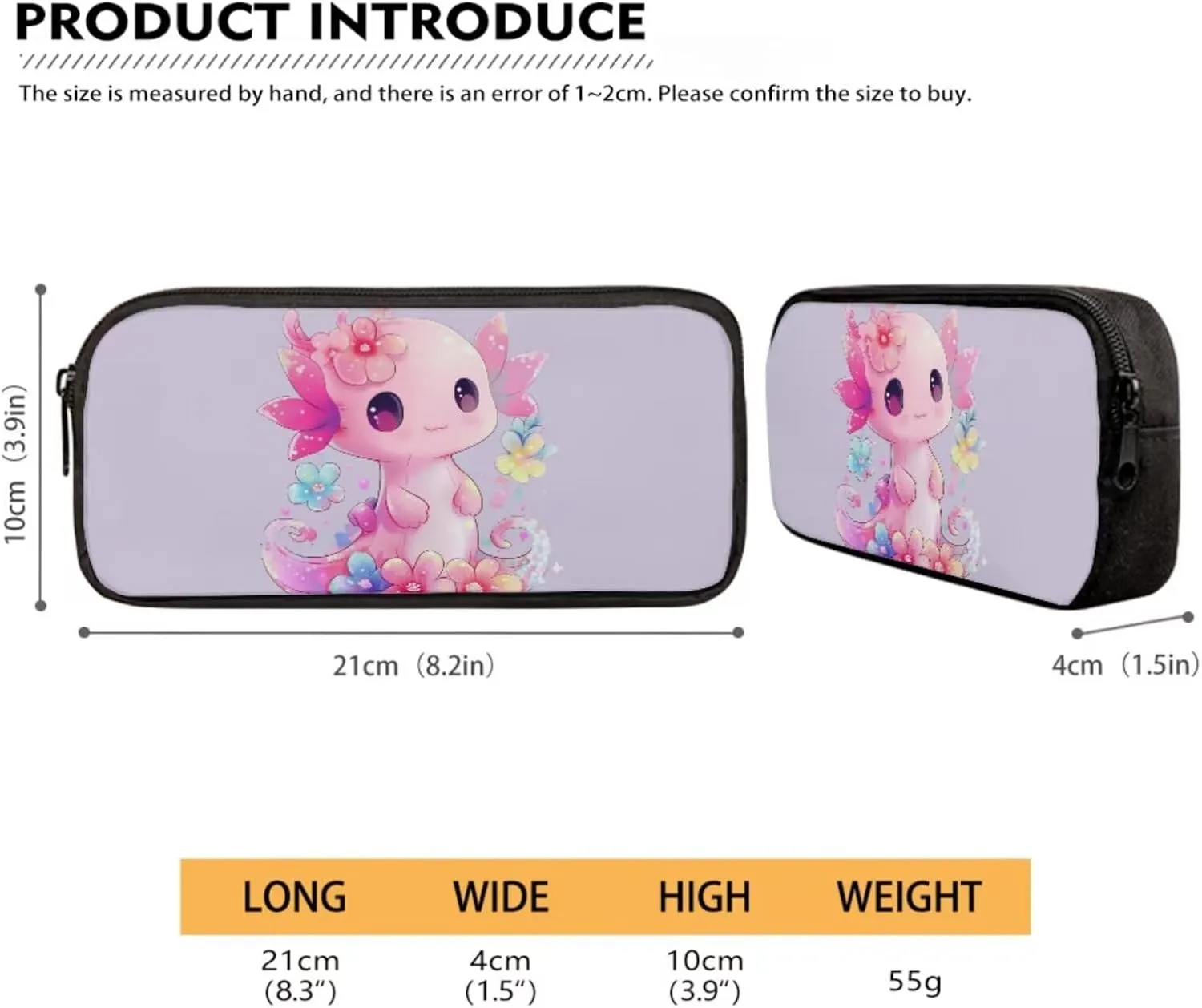 Axolotl Backpack and Lunch Box Cute Backpacks for Elementary School Girls with Lunch Bag 3 Piece School Bag and Lunchbox Pencil Case for Kids 7-9 Years Teen Girl
