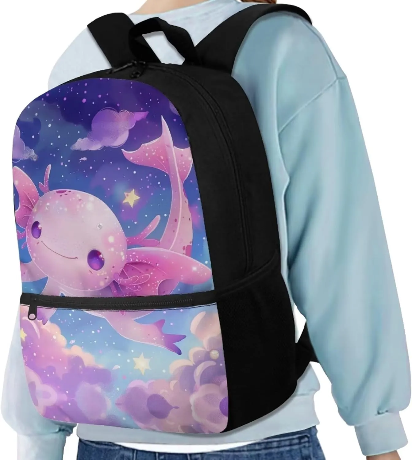 Axolotl Backpack for School Cute Schoolbag for Girls 6-8 Kids Large Book Bags 17 Inch Travel Laptop Backpacks Lightweight School Daypack Back Pack for Primary Kindergarten