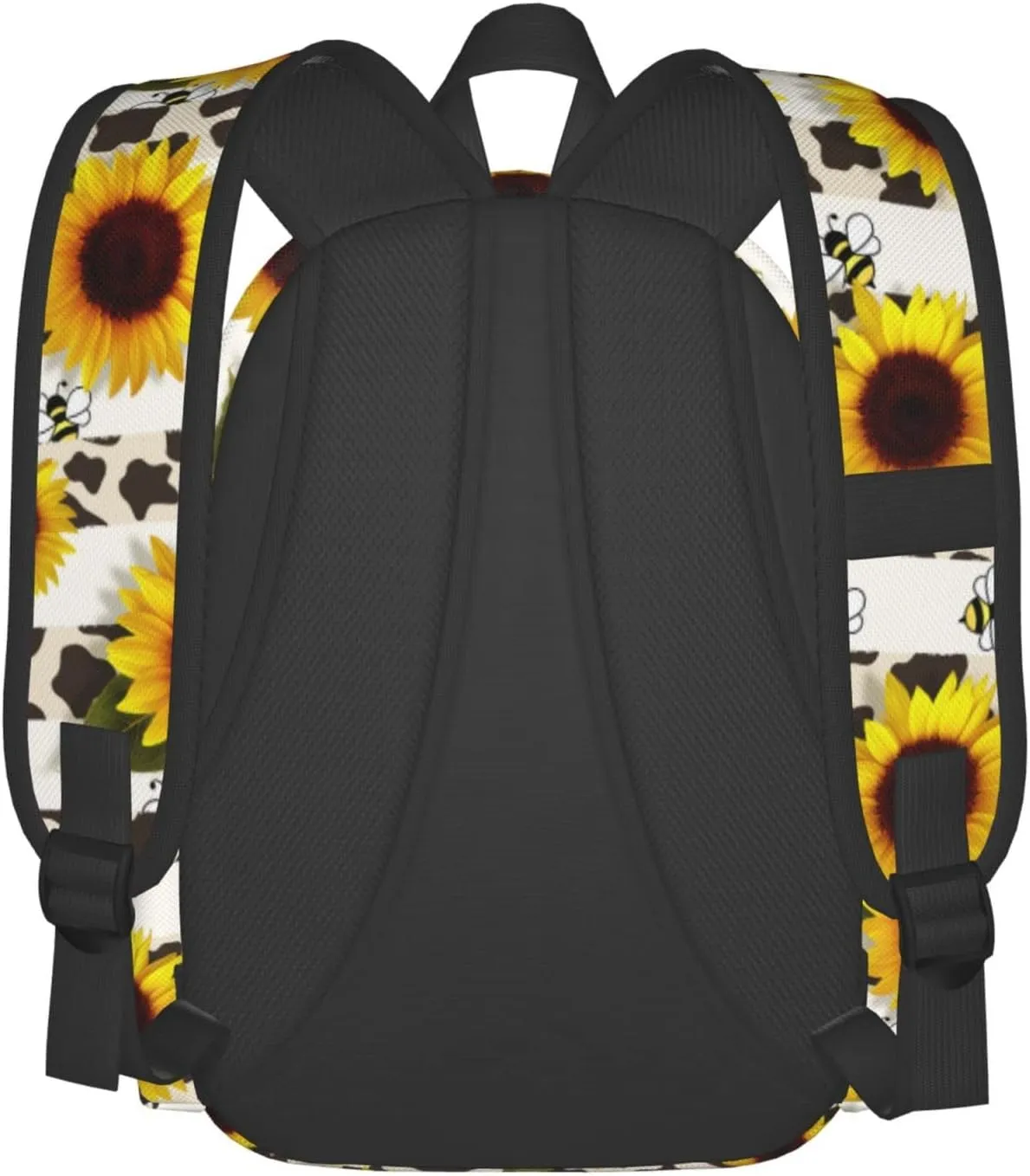 Backpack 17 Inch Cow Print Sunflower Bee Casual Daypack Lightweight Women's Laptop Backpack Campus Travel Bag for Women Man Hiking