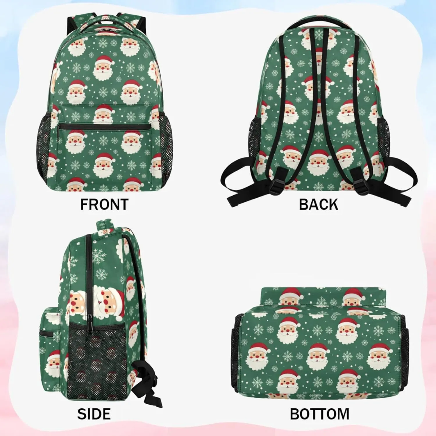 Backpack Christmas Book Bags Laptop Backpacks Lightweight Multipurpose Daypack for Men Women Travel Hiking