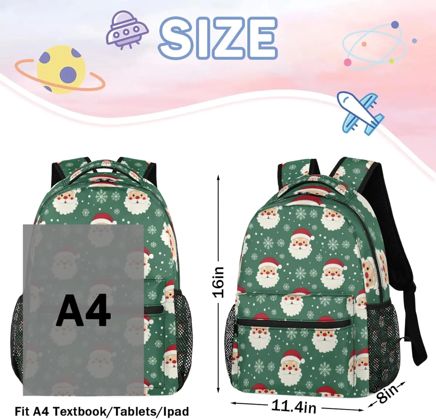 Backpack Christmas Book Bags Laptop Backpacks Lightweight Multipurpose Daypack for Men Women Travel Hiking