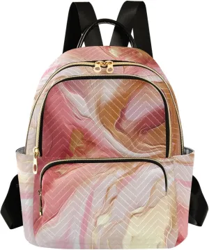 Backpack for Men and Women - Lightweight Laptop Backpack Casual Daypack for College Work Travel, Marble Pink (4), Medium