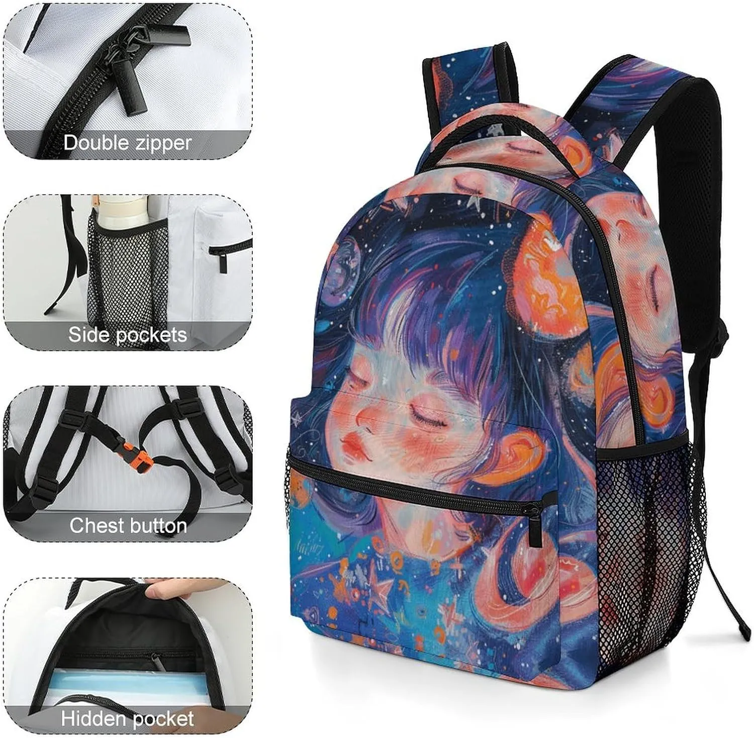 Backpack for Women Men Travel Art Style Fantasy Daypack Lightweight Laptop Bag Carry On Backpacks for Work