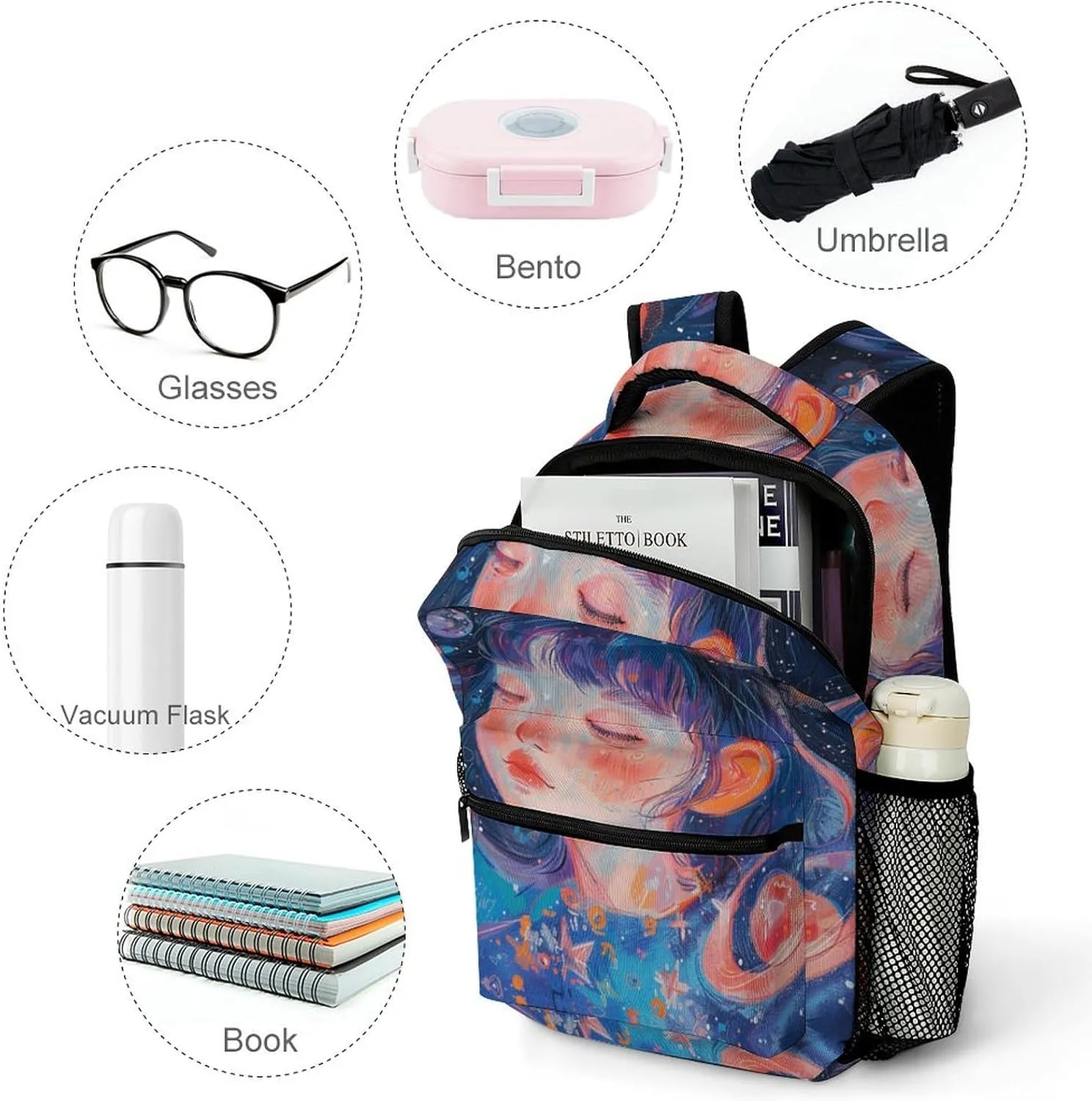 Backpack for Women Men Travel Art Style Fantasy Daypack Lightweight Laptop Bag Carry On Backpacks for Work
