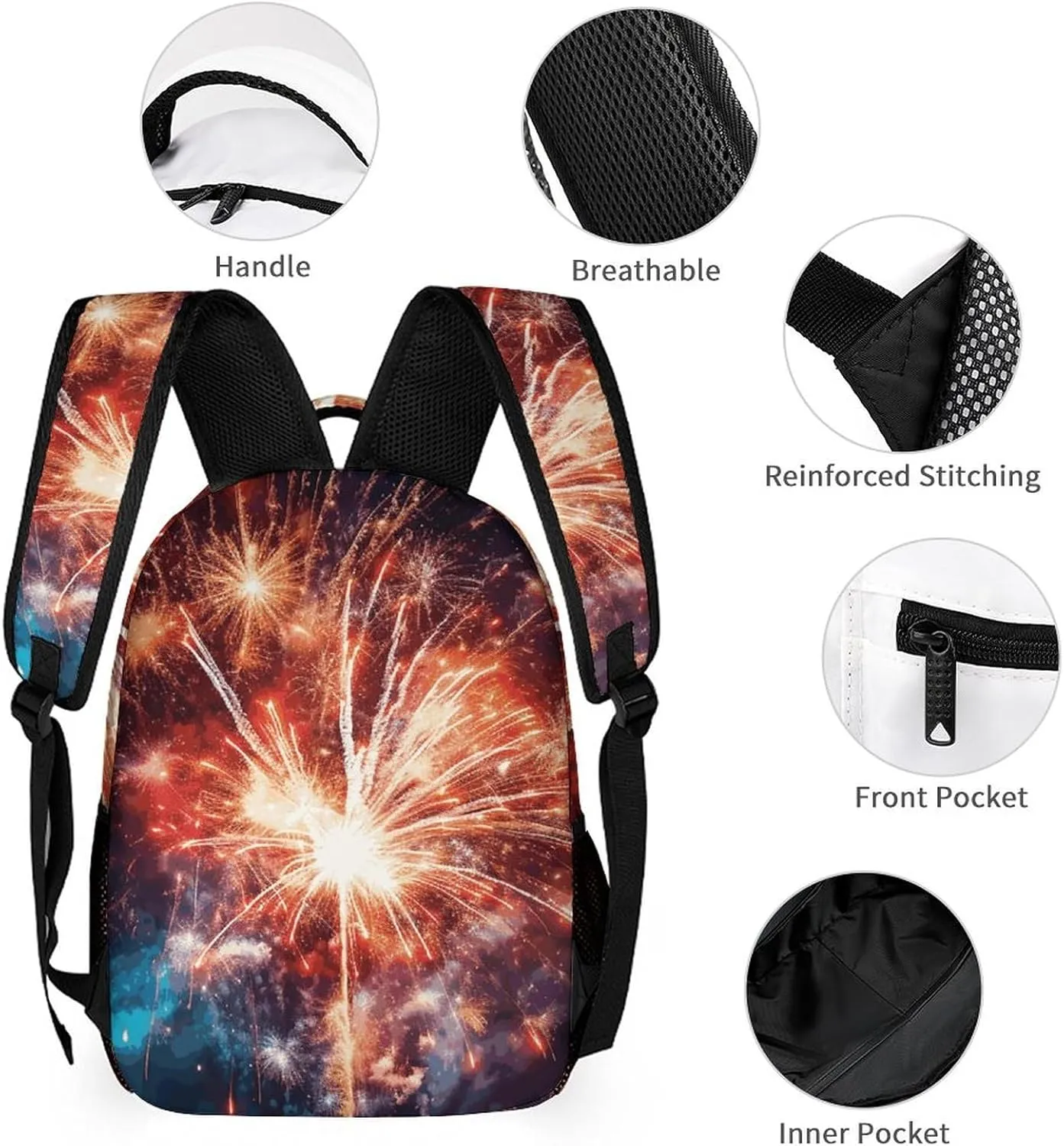 Backpack for Women Men Travel Explosion Firework Daypack Lightweight Laptop Bag Carry On Backpacks for Work