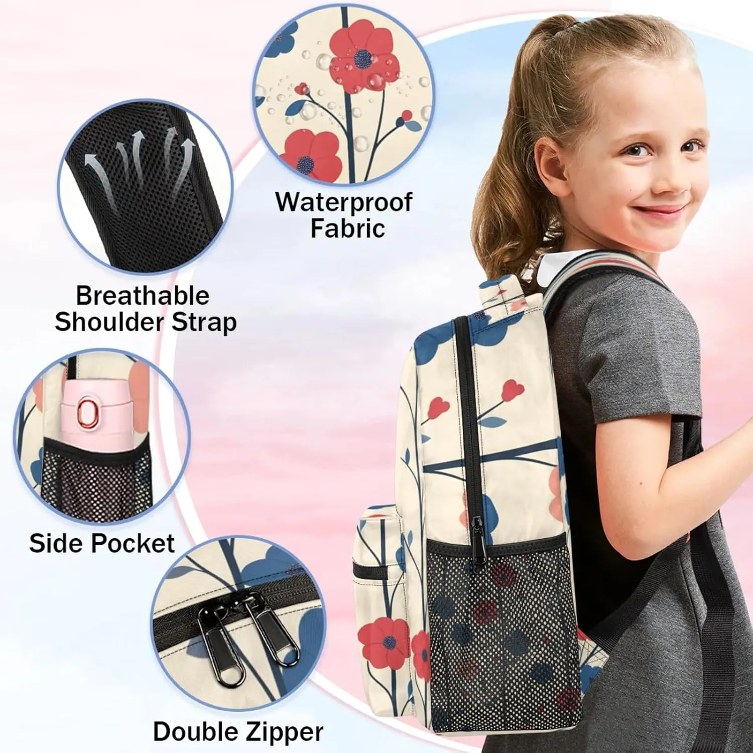 Backpack Pastoral Charm Flowers Book Bags Laptop Backpacks Lightweight Multipurpose Daypack for Men Women Travel Hiking