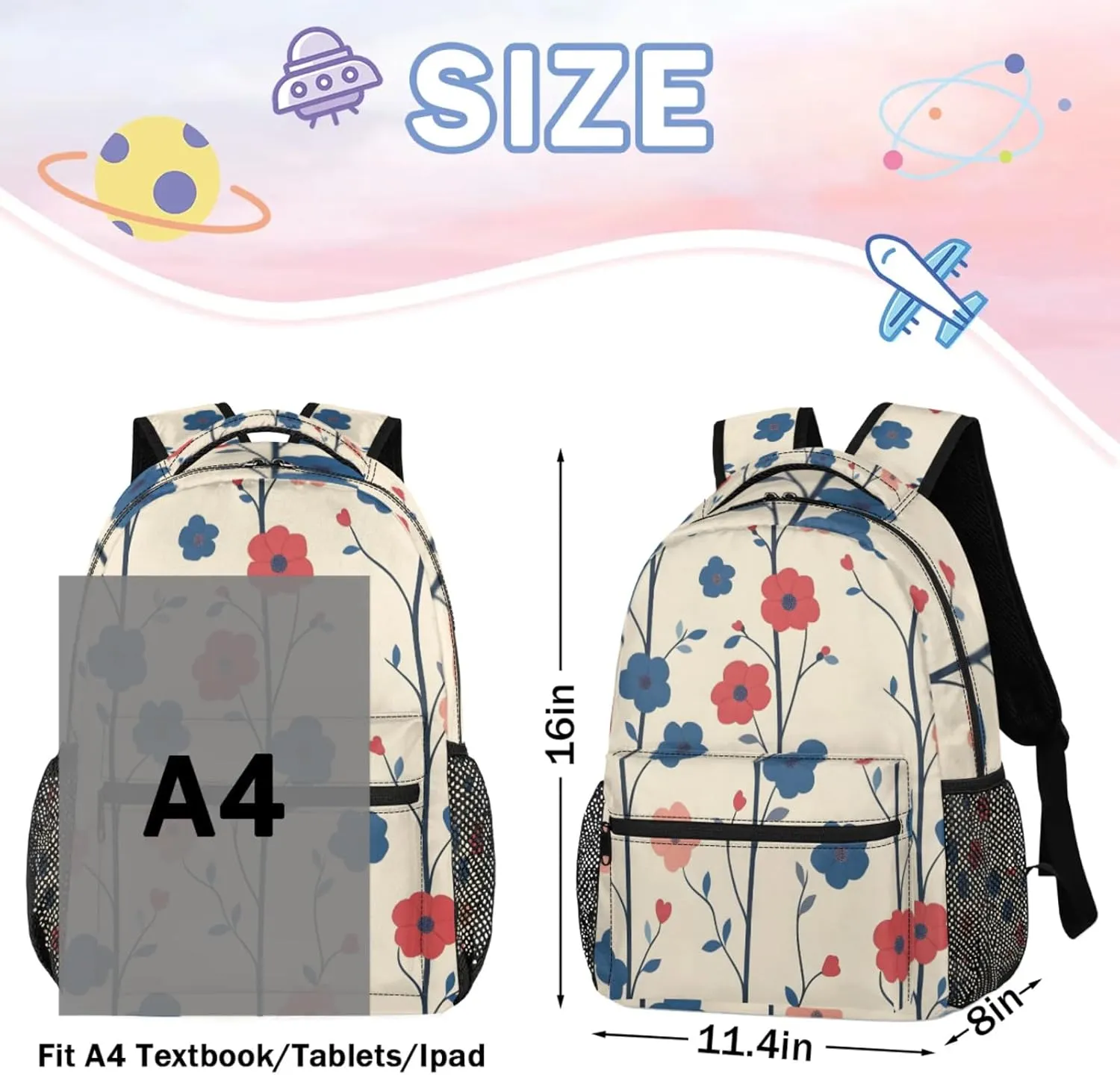 Backpack Pastoral Charm Flowers Book Bags Laptop Backpacks Lightweight Multipurpose Daypack for Men Women Travel Hiking