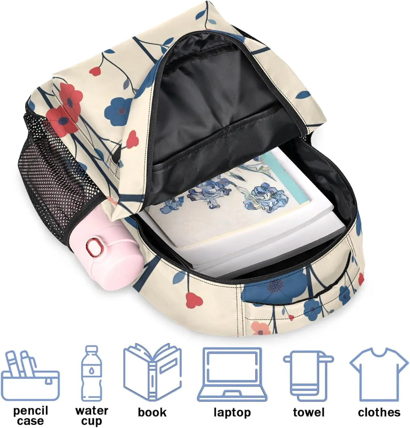 Backpack Pastoral Charm Flowers Book Bags Laptop Backpacks Lightweight Multipurpose Daypack for Men Women Travel Hiking