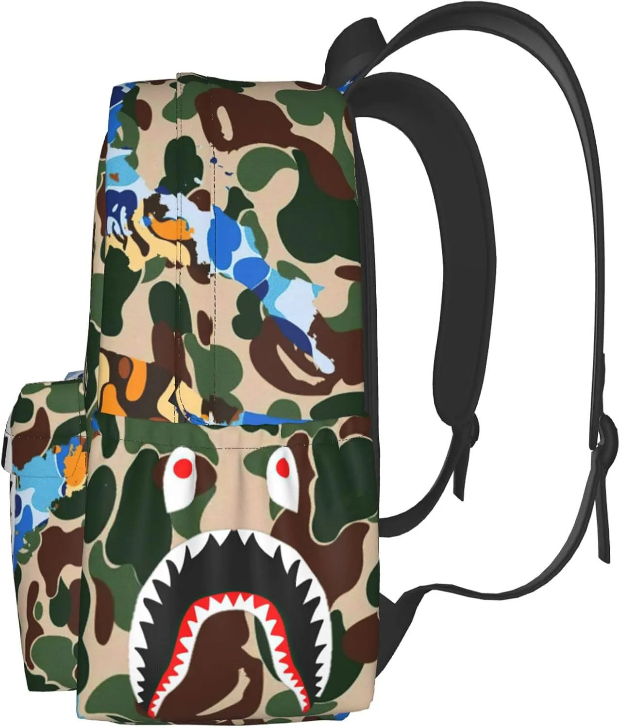 Backpack Shark Teeth Camo Backpacks Travel Laptop Daypack Big Capacity Bookbag Fashion Durable for Men and Women