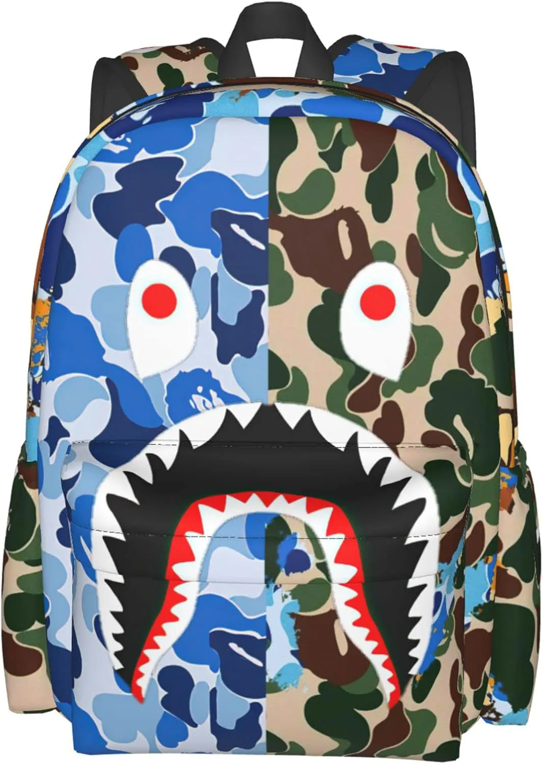 Backpack Shark Teeth Camo Backpacks Travel Laptop Daypack Big Capacity Bookbag Fashion Durable for Men and Women