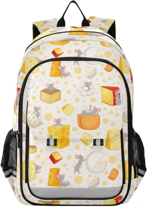 Backpack Sliced Cheese Mice School Shoulder Bag Lightweight Laptop Backpack Student Casual Travel Daypack