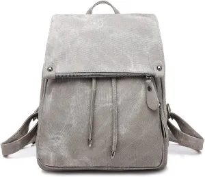 Backpacks and Purses for Women Waterproof Anti-theft Lightweight PU Leather Nylon Shoulder Bag Travel Rucksack, Grey, One Size