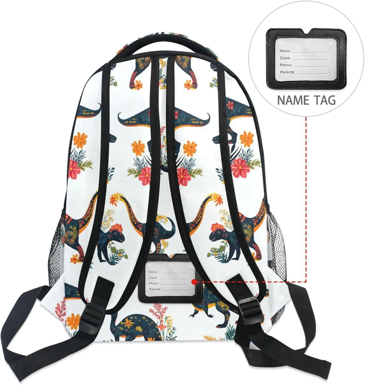Backpacks for Men and Women Waterproof Business Work Bag with Chest Strap for Travel Trip Funny Dinosaurs
