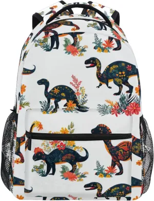 Backpacks for Men and Women Waterproof Business Work Bag with Chest Strap for Travel Trip Funny Dinosaurs