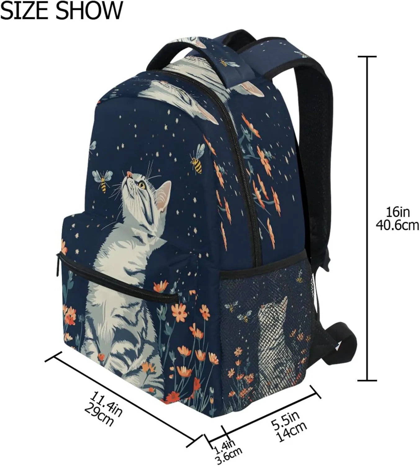 Backpacks for Teenager Fashion Backpack with Chest Strap for Travel Trip Aesthetic Shorthair Cats