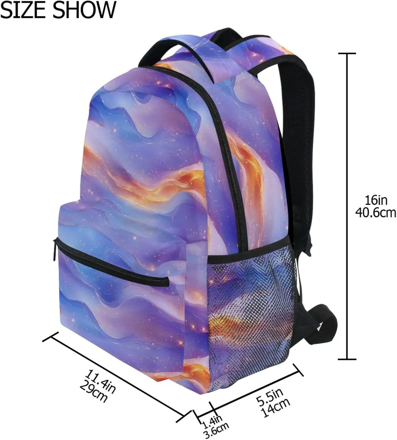 Backpacks for Teenager Fashion School Bag with Chest Strap for College Work Peach Blue Purple