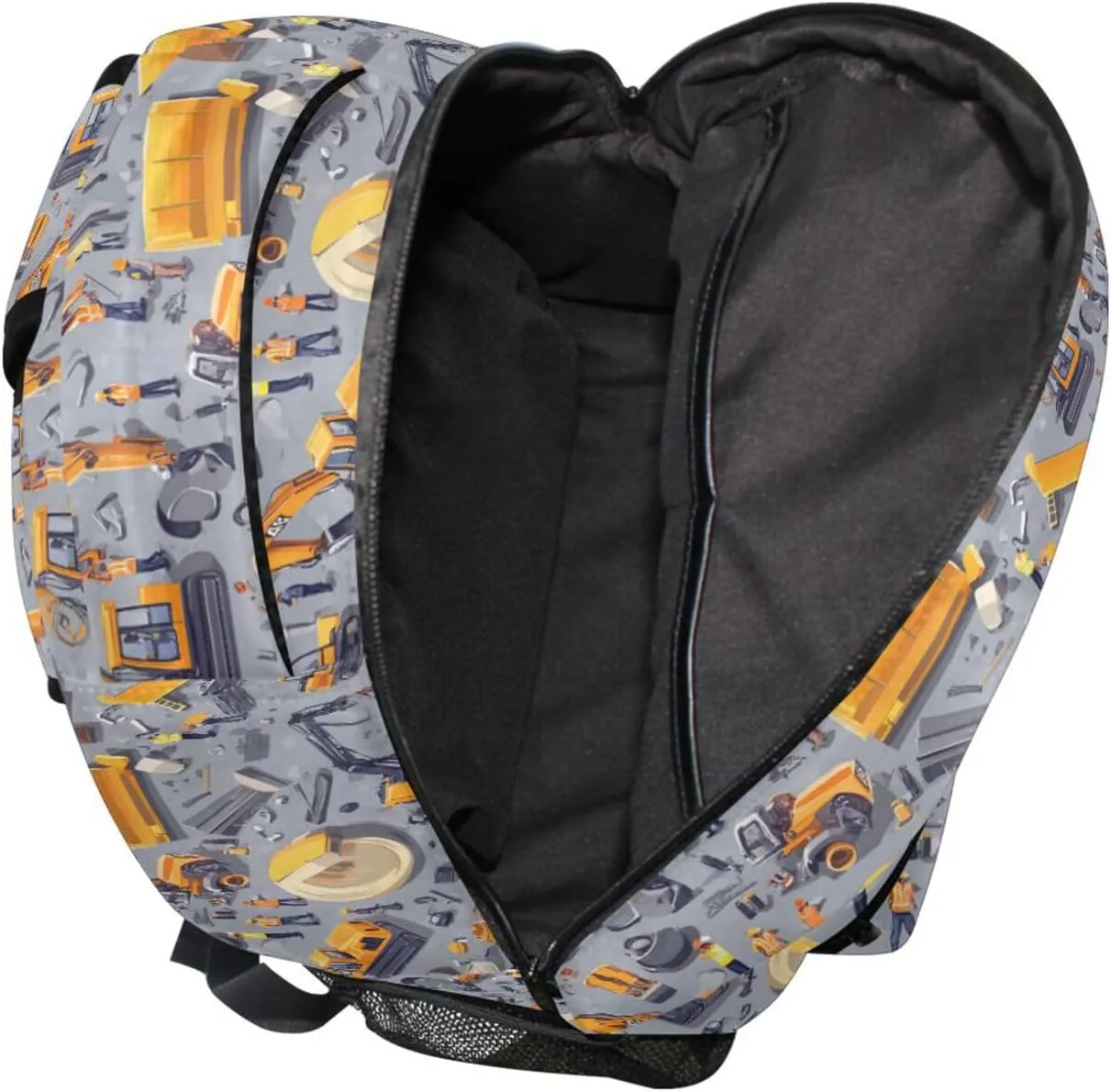 Backpacks for Teenager Waterproof College School Computer Bag with Chest Strap for College Work Construction Scene Concrete Mixer Truck Bulldozer