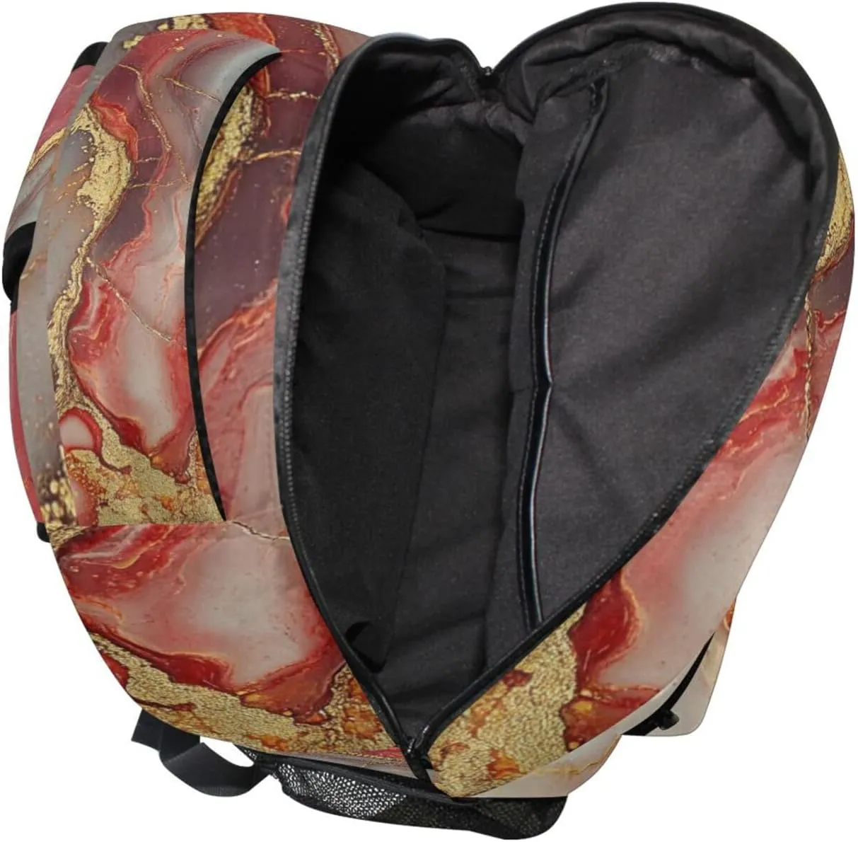 Backpacks for Teens Boys Girls Waterproof Stylish Travel Bags with Chest Strap for College Work Marble Red Neutral