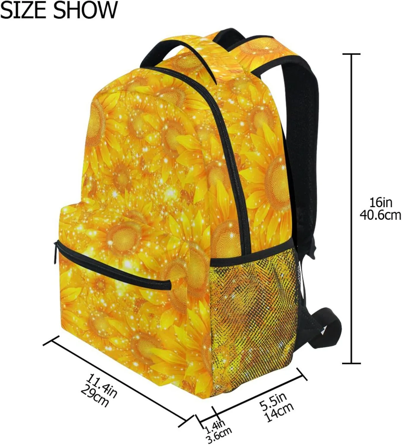 Backpacks for Unisex Adult Fashion Outdoor Backpack with Chest Strap for Business Work College Travel Trip Parents' Day Beautiful Sunflower