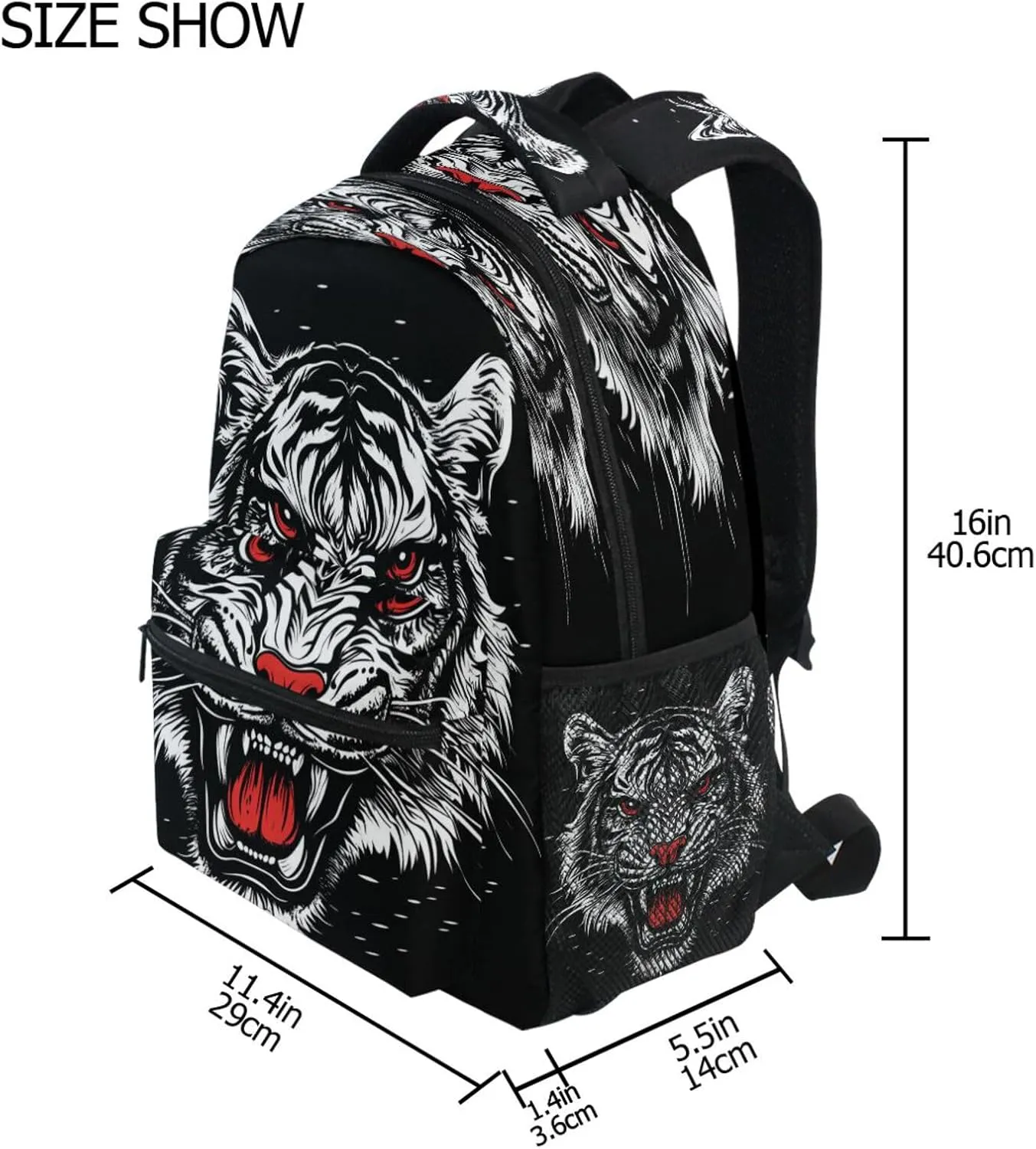 Backpacks for Women Men Fashion Diaper Bag Backpack with Chest Strap for Business Work College Travel Trip Roaring Tigers Black