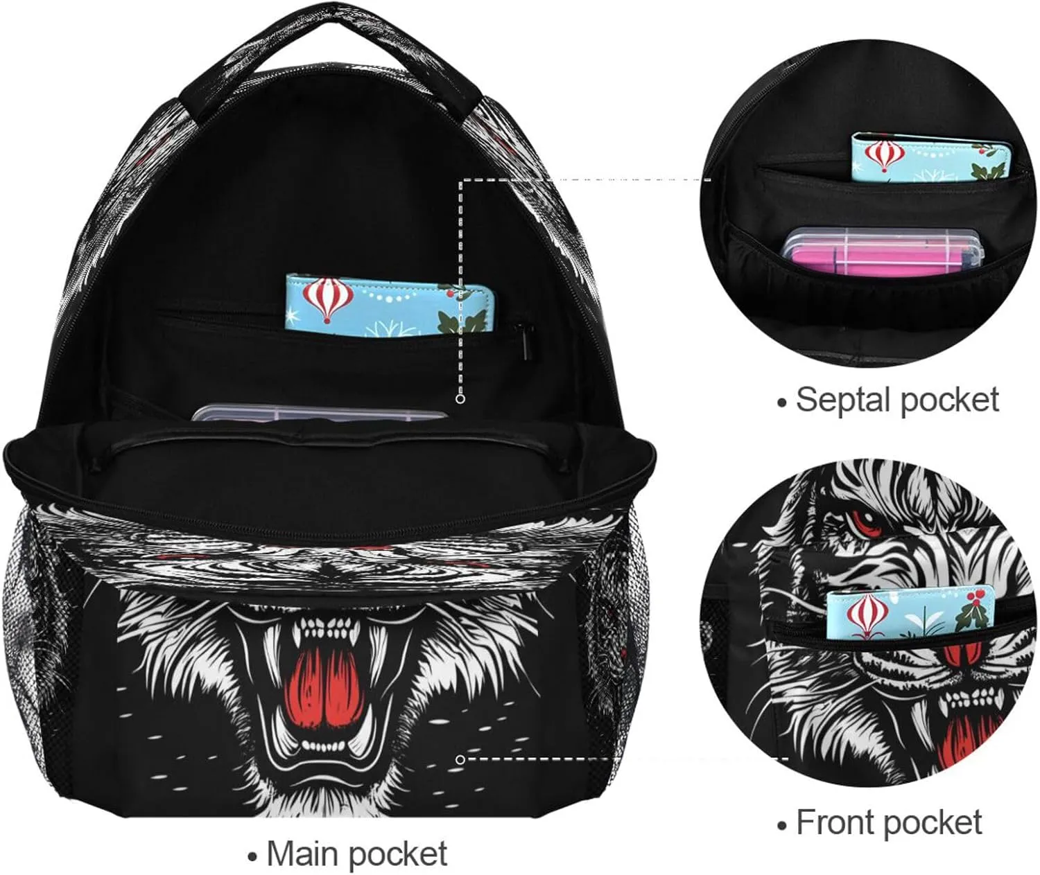 Backpacks for Women Men Fashion Diaper Bag Backpack with Chest Strap for Business Work College Travel Trip Roaring Tigers Black