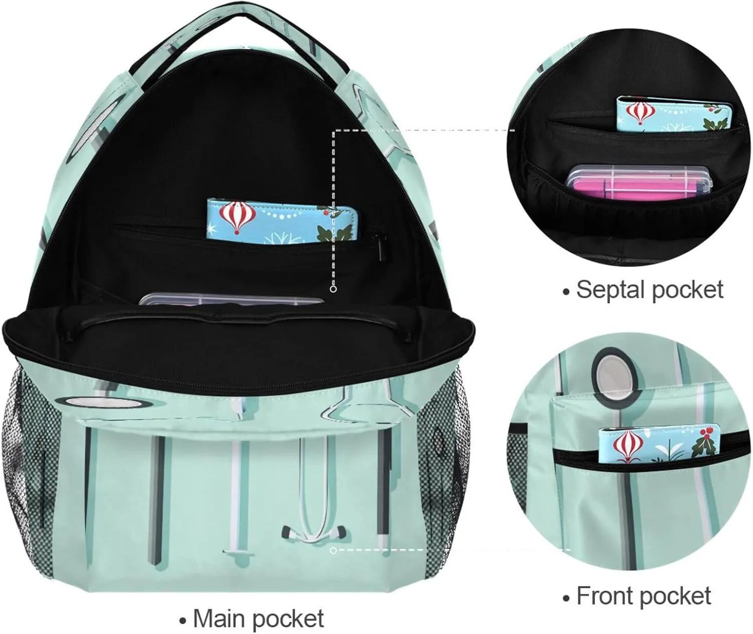 Backpacks for Women Men Waterproof Backpack With Water Bottle Pocket with Chest Strap for Travel Trip Doctors Day Scalpel