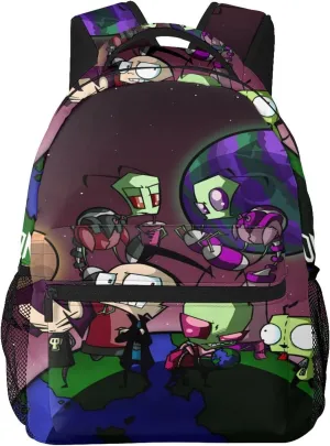 Backpacks Invader Anime Zim Adjustable Laptop Backpack Double Shoulder Bag for Women Men Climbing Shopping Work