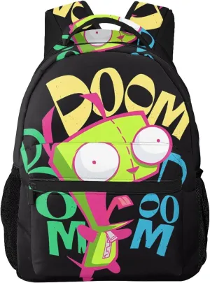 Backpacks Invader Anime Zim Adjustable Laptop Backpack Double Shoulder Bag for Women Men Climbing Shopping Work