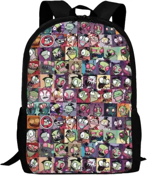 Backpacks Invader Anime Zim Adjustable Laptop Backpack Double Shoulder Bag for Women Men Climbing Shopping Work