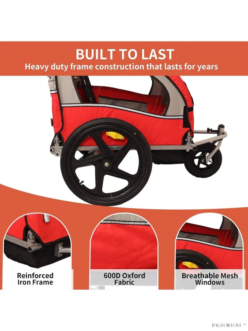 BagForLove - Foldable Collapsible Bike Trailer for Easy Travel