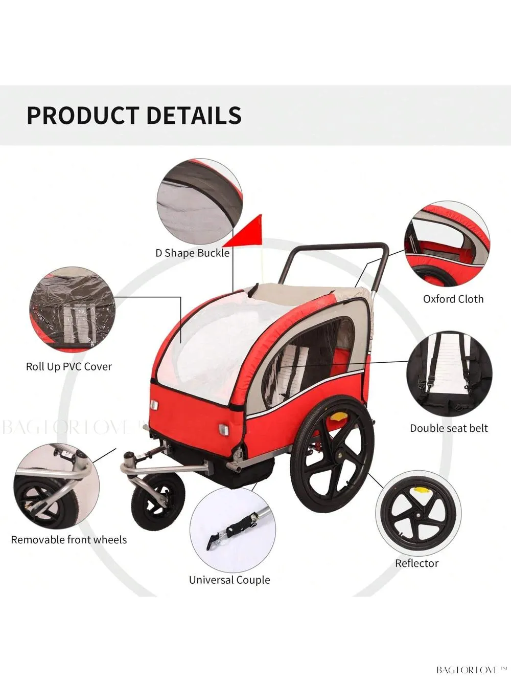 BagForLove - Foldable Collapsible Bike Trailer for Easy Travel
