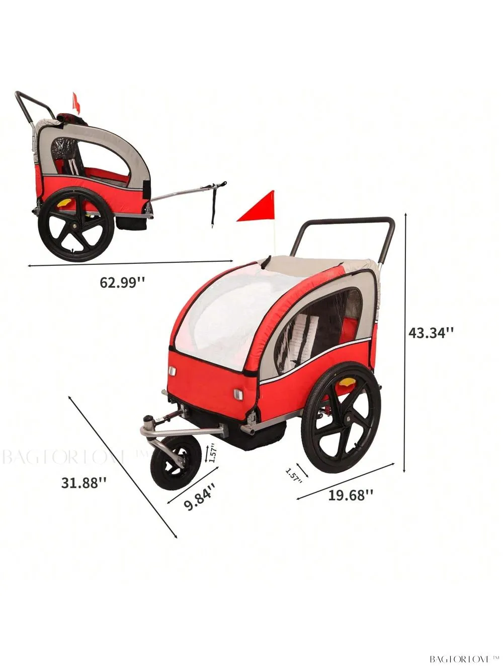 BagForLove - Foldable Collapsible Bike Trailer for Easy Travel