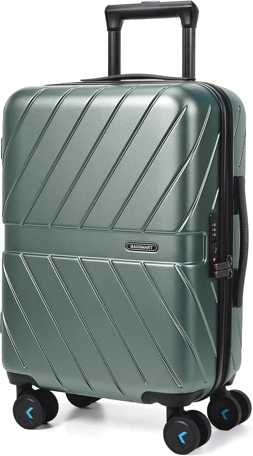 BAGSMART Carry On Luggage 22x14x9 Airline Approved With TSA Lock, 1OO% Polycarbonate Hardside Luggage with Spinner Wheels,Durable Hard Shell Carry On Suitcase 20 inch Olive-green