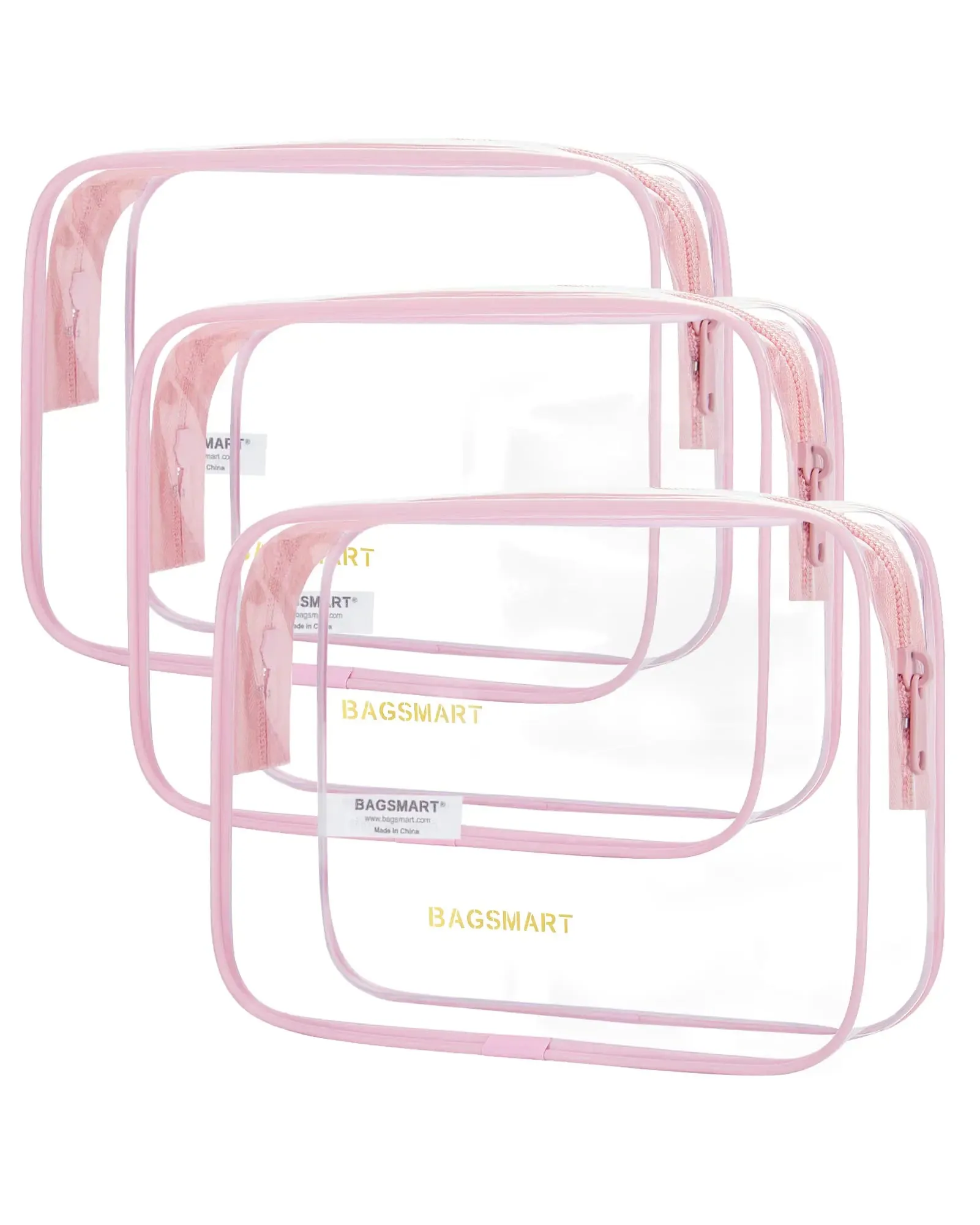 BAGSMART Clear Toiletry Bag, 3 Pack TSA Approved Travel Carry on Accessories Bag Quart