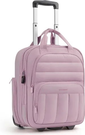 BAGSMART Underseat Carry on Luggage with Wheels, 16-inch Under Seat Luggage, Lightweight Travel Luggage Travel Suitcase for Women, Personal Item Bag, Mist Purple
