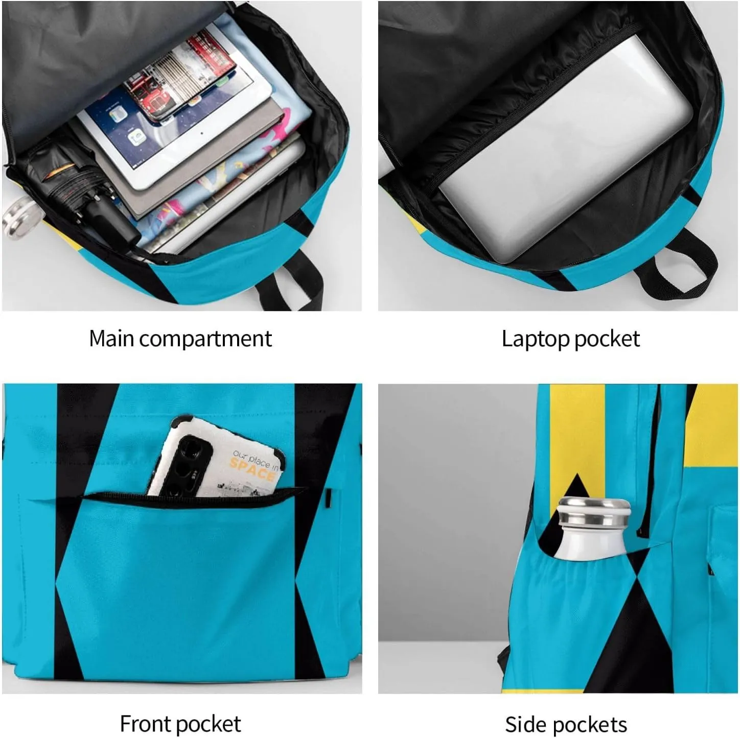 Bahamas Flag Laptop Backpack Work Travel Backpacks Business Rucksack Casual Outdoor Daypack with Adjustable Strap Bags for Sports Office Gym Hiking