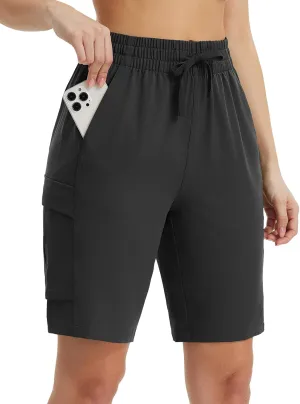 baleaf Women's 9" Cargo Shorts Hiking Water Resistant Pockets Bermuda Lightweight UPF50  Camping Travel Outdoor